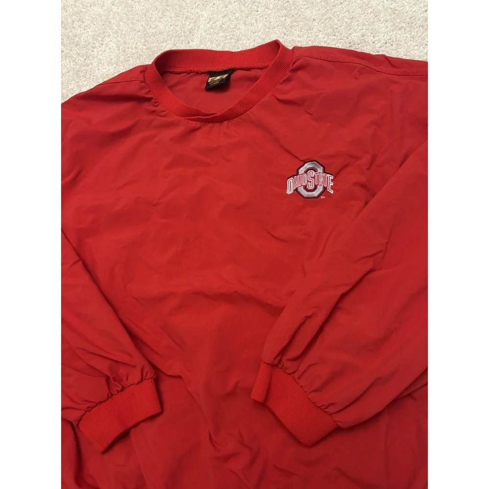VTG Ohio States Buckeyes THE Embroidered Red Windbreaker Pullover Size XL
